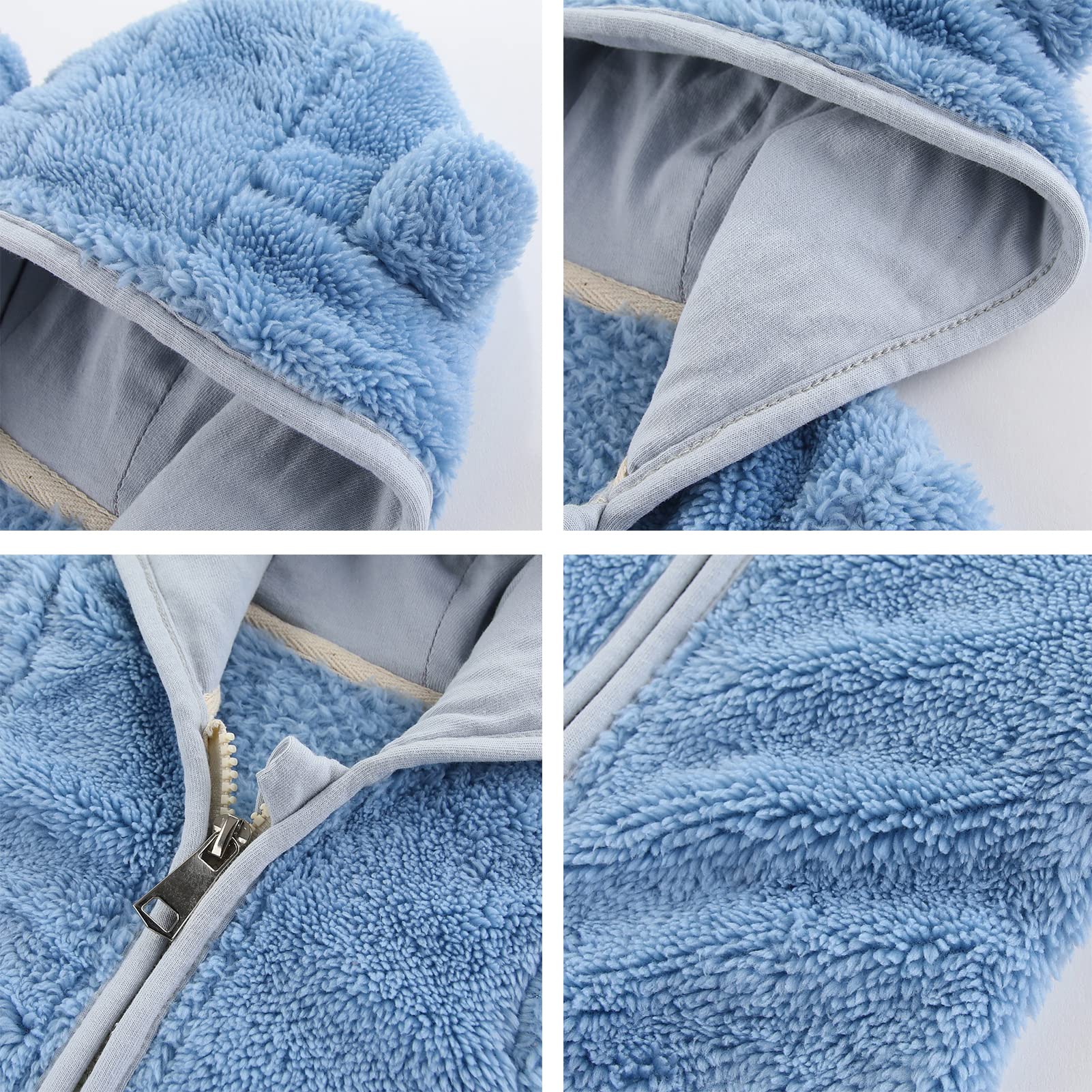Chaqueta con Capucha de Forro Polar para Bebés Niños y Niñas con Orejas, ANBigo Cálido de Oso de Cartoon para Niños, Cierre de Cremallera 0-24 Meses