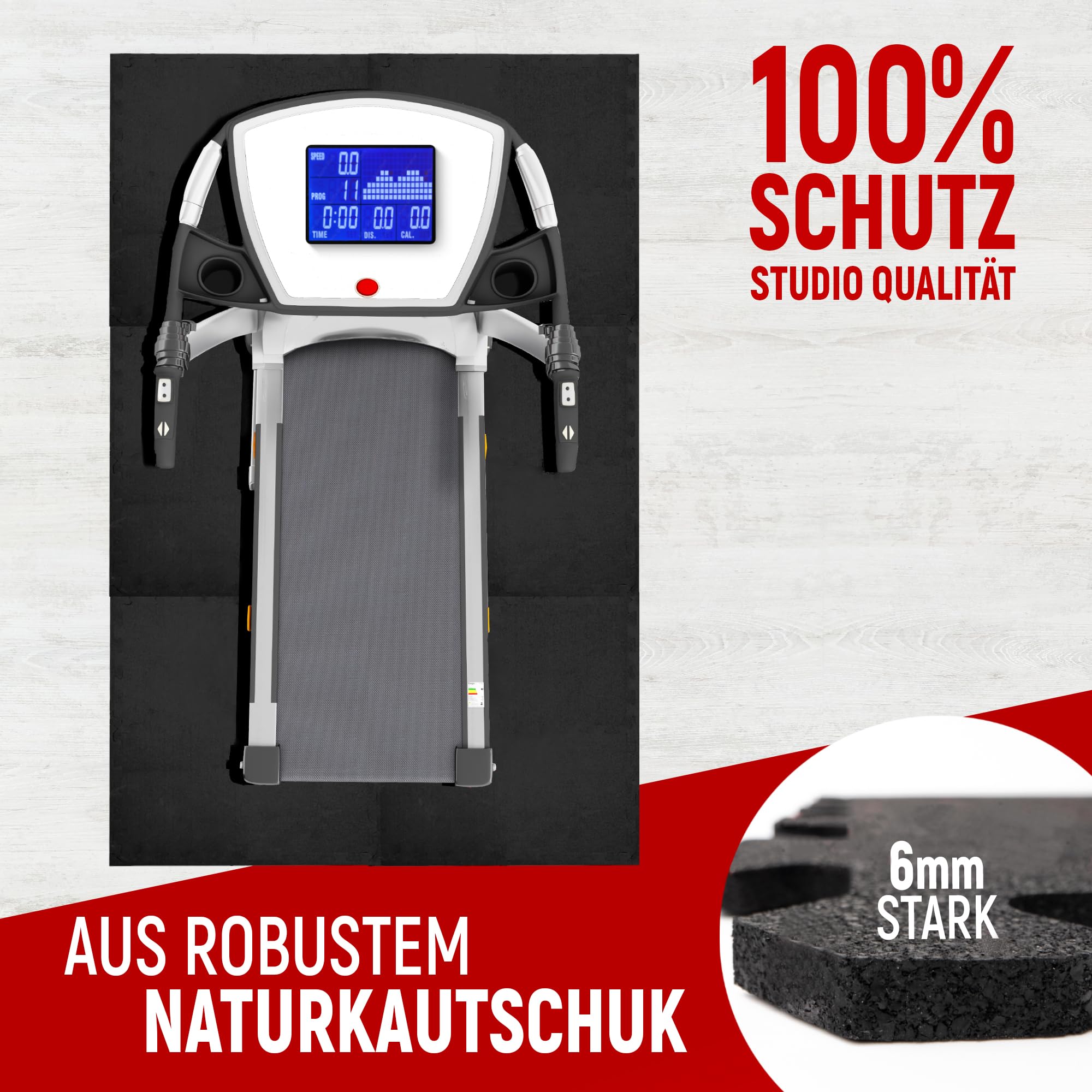 NEOLYMP Bodenschutzmatte Fitness, extra Dicke und robuste Gummimatte Fitnessboden - Puzzlematte Bodem, Gymnastikmatte, Sportmatte, Fitnessmatte (Schwarz, 8 Matten | 0,7 m²)
