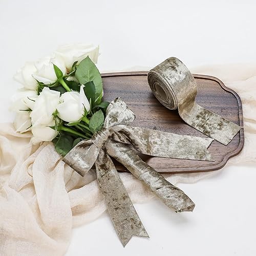 Miniatura 5 de Keypan Cinta de terciopelo de 1-12 pulgadas de ancho de doble cara de tela brillante para decoración de árbol de Navidad, envoltura de regalos, ramo