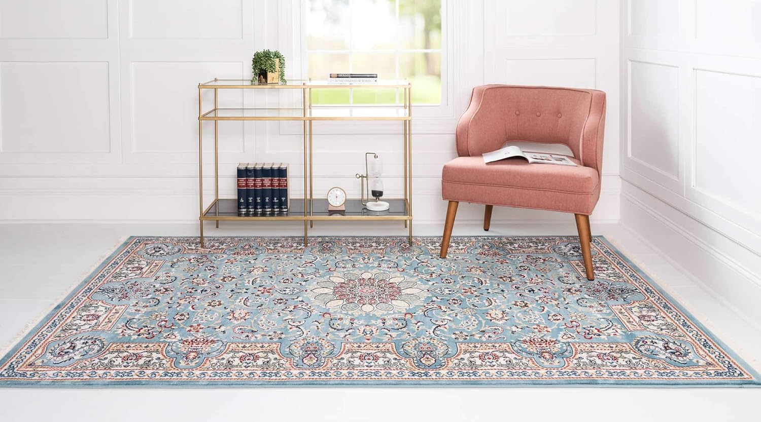 Unique Loom Narenj Collection Classic Traditional Medallion Design Area Rug, 10 ft x 13 ft, Blue/Tan