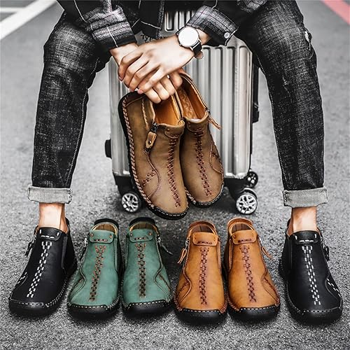 Miniatura 7 de Govicta Zapatos casuales de cuero para hombre, botas chukka al tobillo, mocasines de media parte superior, zapatos renacentistas, botas piratas