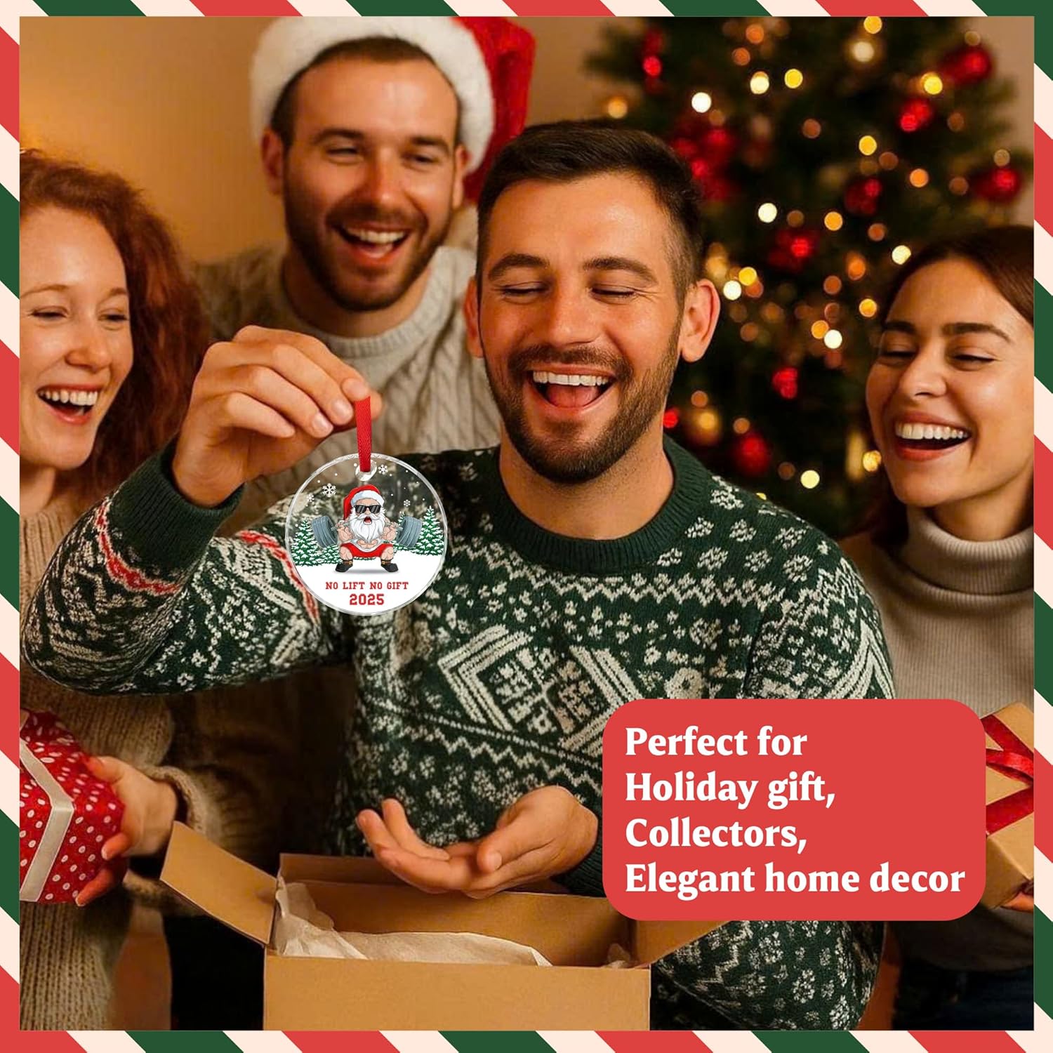 Funny Santa Gym Ornament 2025 – Merry Liftmas Ornament, Handmade Acrylic Workout Ornaments for Christmas Tree, for Gym Lovers, Bodybuilding Christmas Decoration, Fitness Gifts for Women, Men - Image 6