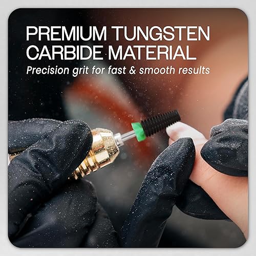 Miniatura 129 de PANA Broca de carburo de uñas 5 en 1 – Uso de rotación bidireccional para zurdos y diestros – acrílico de eliminación rápida o gel duro – vástago