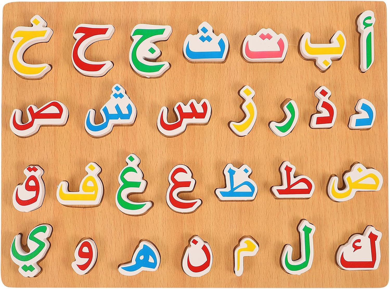 TOYANDONA Arabic Alphabet Puzzle - Letter Shape Wooden Puzzles for Toddlers Kids Preschool Learning Activities