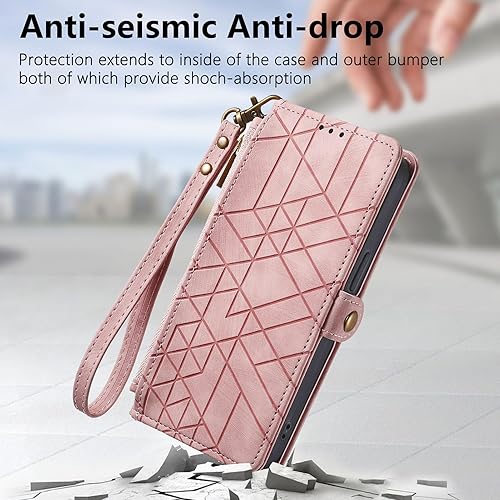 Miniatura 5 de Asuwish Funda de teléfono para Samsung Galaxy S23 5G con protector de pantalla de vidrio templado y cremallera abatible, soporte para tarjeta de