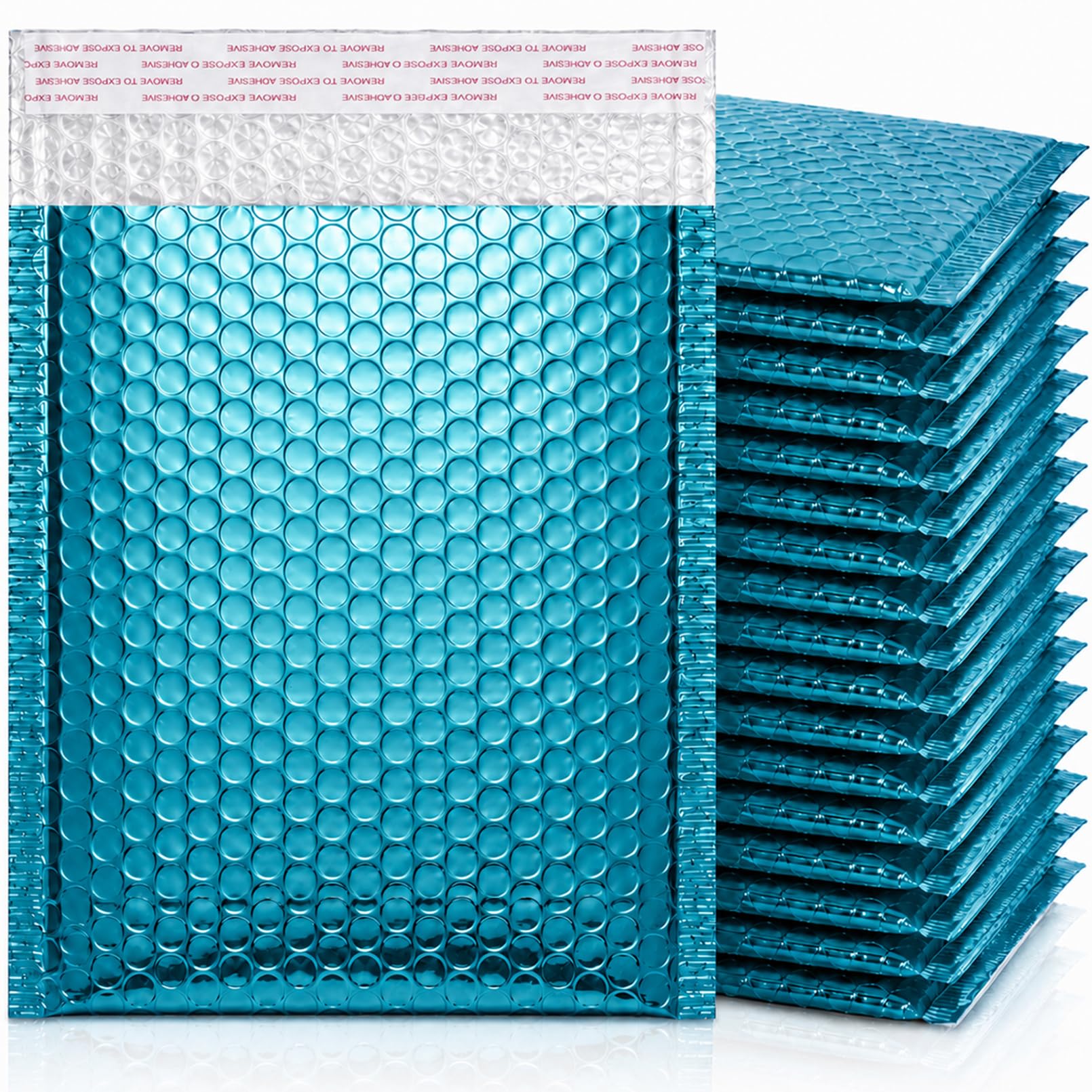 Bgtecho 25Pack Bubble Mailers, Metallic Bubble Padded Envelope Mailer, Waterproof Bubbles Padded Mailer, Self Seal Shipping Envelope for Jewelry Makeup Small Business Mailing, Inner Size 6.3x9in, Blue