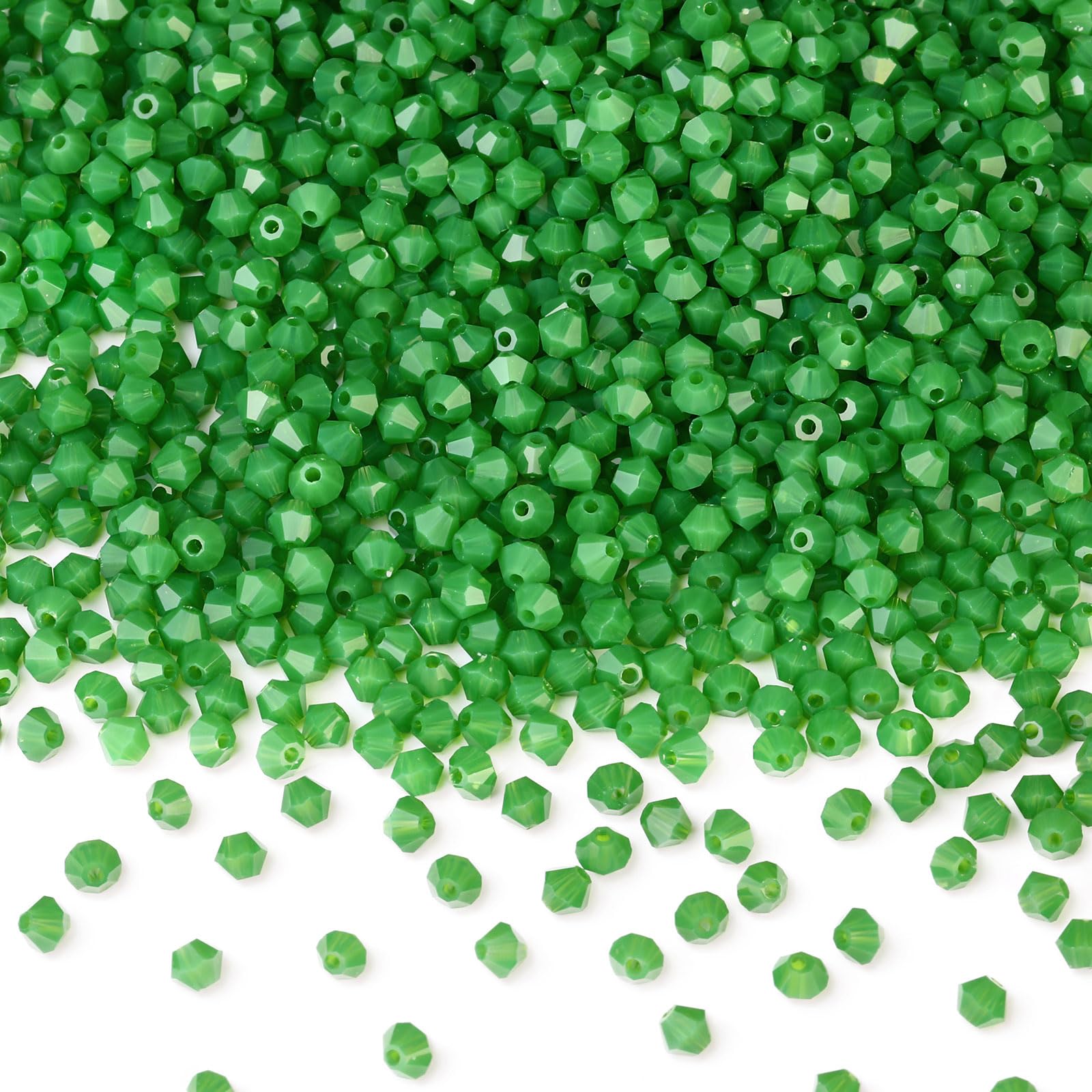 DoDoBeads 720 Pcs 4mm Bicone Crystal Beads, Opaque Green, Glass, Jewellery Making, Bracelet Making โ image 1