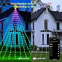 Vista 6 de Luces de Cascada de Navidad RGB Inteligentes de 16.4 Pies con Estrella, APP y Control Remoto, Espectáculo de Luz Personalizado DIY y Sincronización