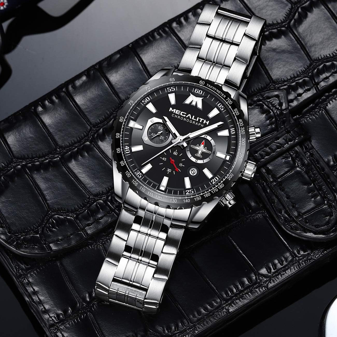 MEGALITH Mens Watches Stainless Steel Waterproof Analog Quartz Fashion Business Casual Chronograph Watch for Men, Auto Date - Image 3