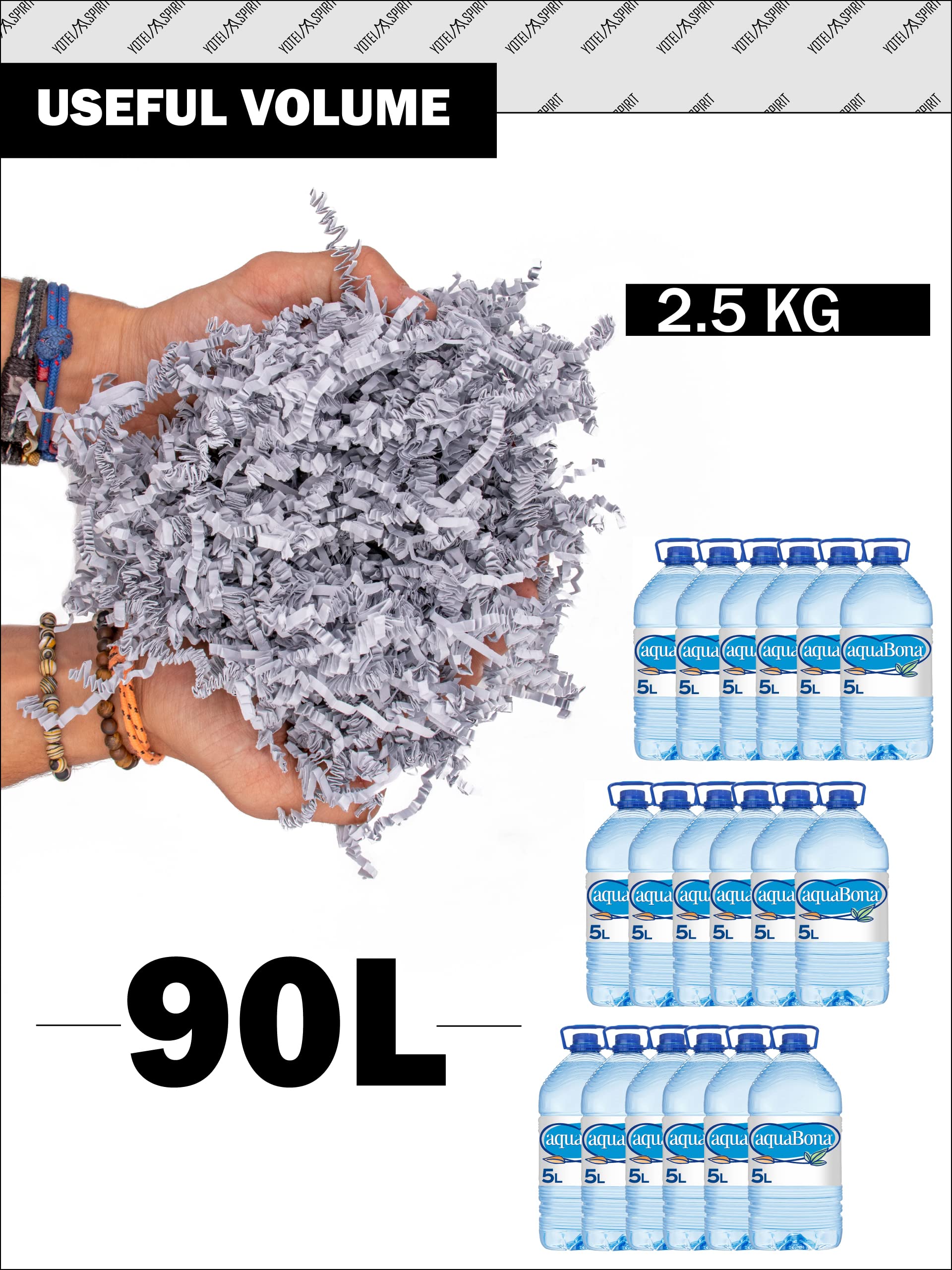 2,5 kg rozdrobniony szary papier na prezent - Frisure do pakowania, koszy i pudełek - wypełnienie pudełka prezentowego, karton (szary, 2,5 kg)