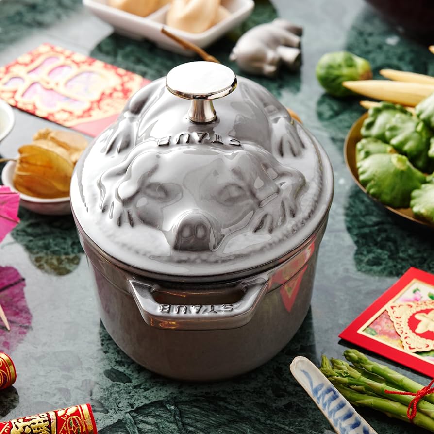 Amazon.com: Staub Cast Iron 1-qt Pig Cocotte - Graphite Grey, Made Amazon.com: Staub Cast Iron 1-qt Pig Cocotte - Graphite Grey, Made