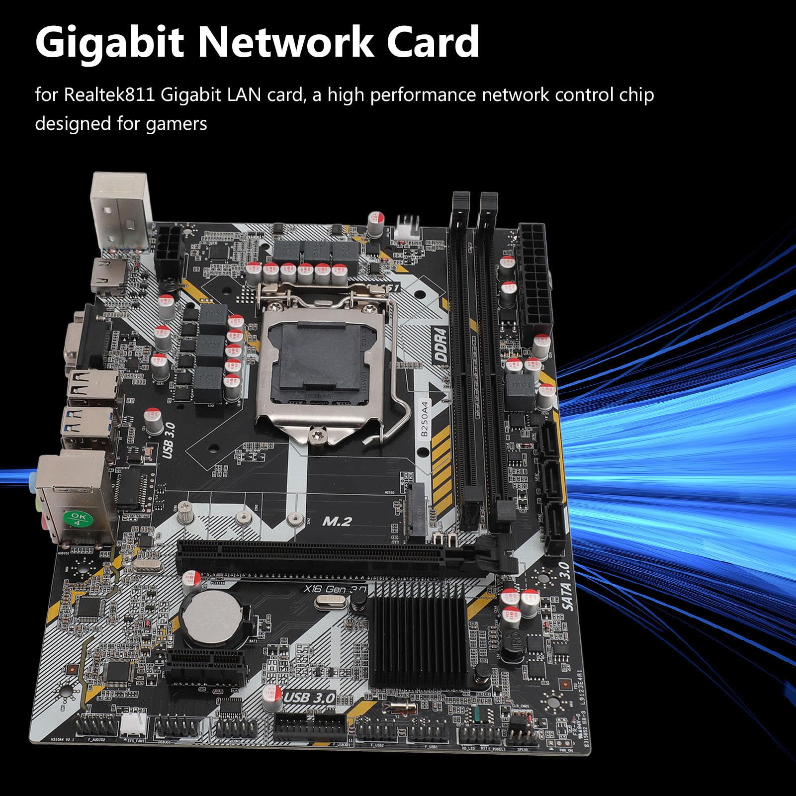 Scheda Madre Professionale B250A4 con Scheda LAN Gigabit e Interfaccia M.2 a Piena velocità, Supporta Processori a 1151 Pin per Utenti Dalla Sesta Alla Nona Generazione I3 I5 I7 Celeron