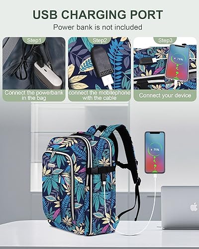 Vista 33 de Mochila de viaje para hombres y mujeres, mochila de transporte aprobada por vuelo, mochila para laptop de 17 pulgadas, bolsa grande, Verde, Mochilas