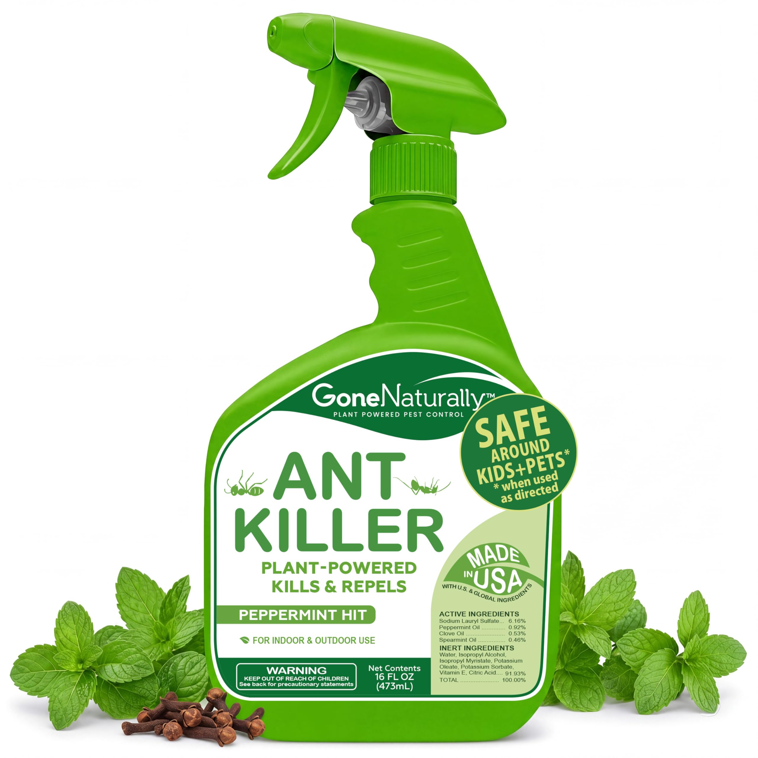Photo 1 of GoneNaturally Ant Killer – Indoor & Outdoor Ant Killer Spray for Carpenter, Pavement & Little Black Ants – Peppermint Oil Ant Spray & Ant Repellent for Home – Safe Around Kids & Pets (16oz)