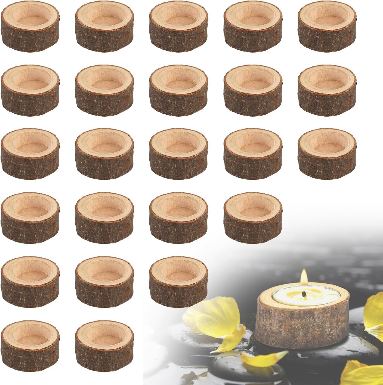 Yikko Teelichthalter Holz - 12 Stück Set Für Tischdeko & Hochzeit