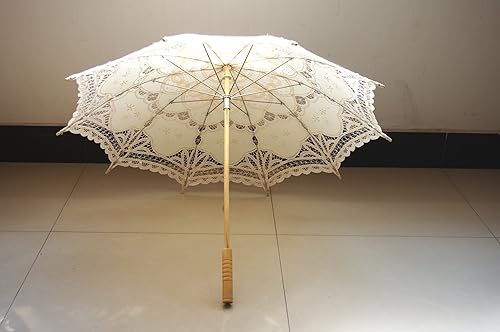 Miniatura 2 de AEAOA - Sombrilla de encaje hecha a mano para boda nupcial 30 pulgadas tamaño adulto Negro, Azul / Patchwork, Fucsia/Blanco (Fuchsia and White),