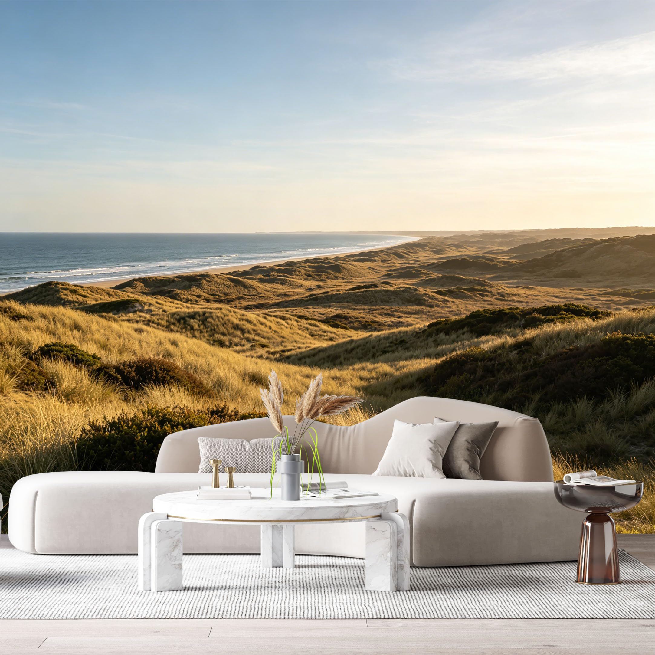 Custom Size Wall Murals Coastal Landscape Sand Dune Ocean Shoreline SelfAdhesive Wall Fabric Removable Large Wallpaper Photo for Living Room