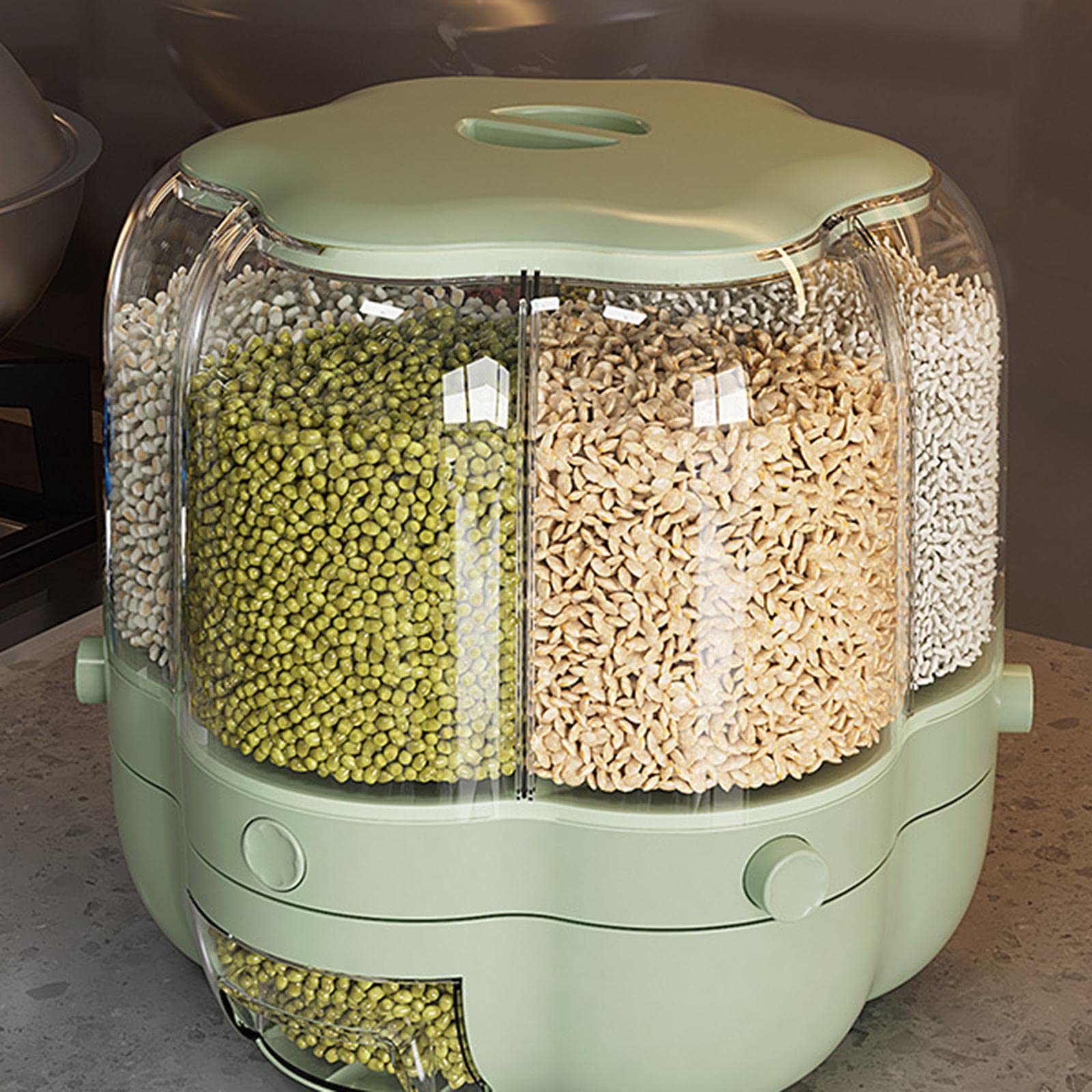 Müslispender,Lebensmittelbehälter,luftdicht,für Tee,Grün,10 kg,6 Fächer,L