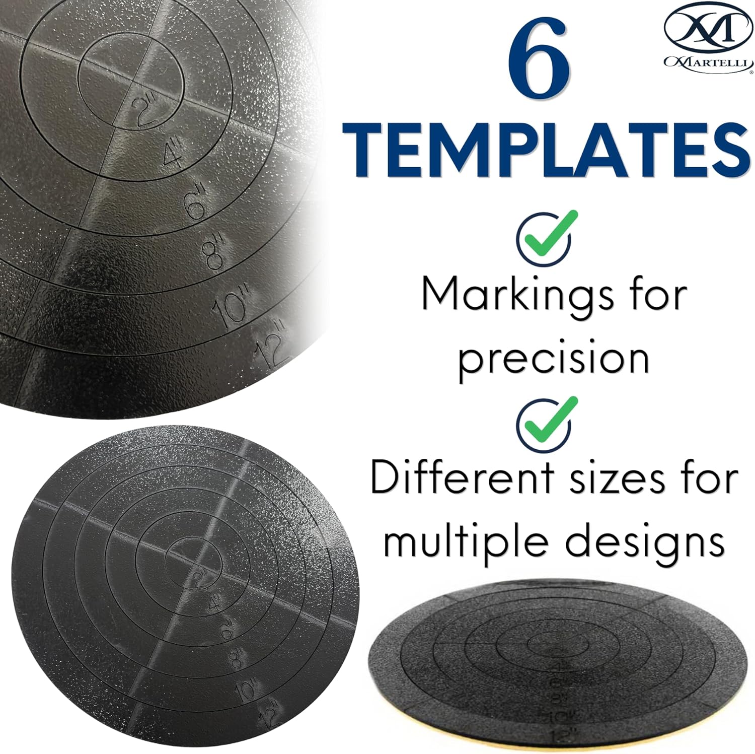 Martelli 6pc Nested Circle Template Set for Longarm Quilting – Non-Slip Machine Quilting Rulers (2" to 12") – Precision Guides for Echoing & Circular Patterns – Professional Quilting Accessories
