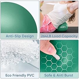 APEXUP Yoga Ball Exercise Ball, Heavy Duty Pilates Ball for Fitness, Balance, Core Workout, Physical Therapy (XXS (9) 23cm, Dark Green)