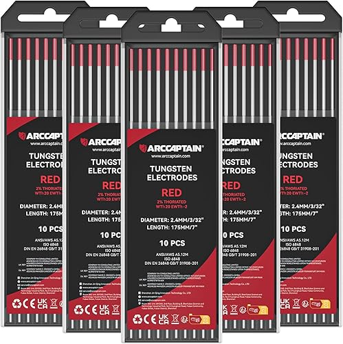 Miniatura 62 de ARCCAPTAIN TIG Welding Tungsten Electrode 10-Pack 3/32"x 7"(Purple - Non-Radioactive, EWG)