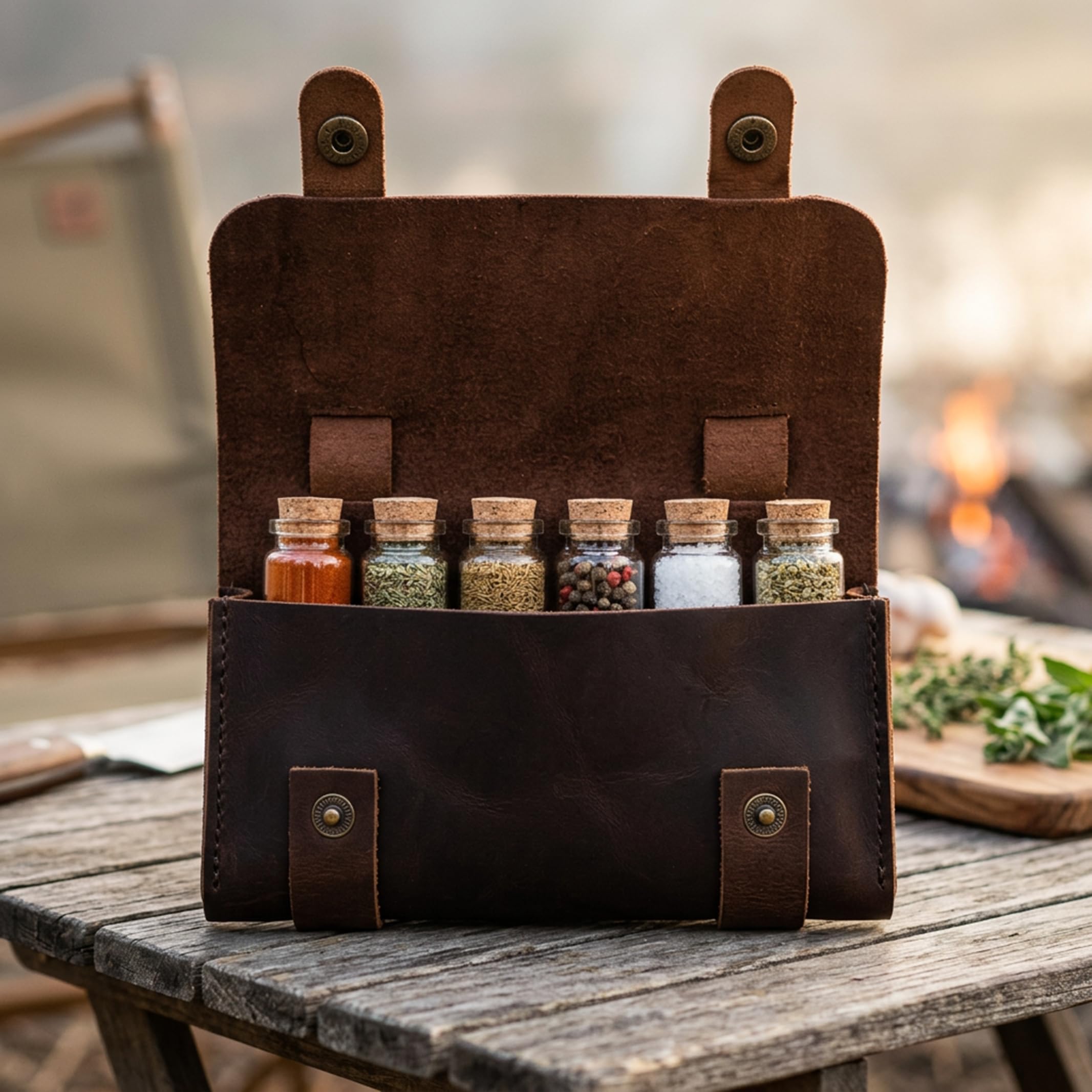 6個入れ薬味ケース2個 Amazon｜Ruck & River レザースパイスウォレットスパイスラック