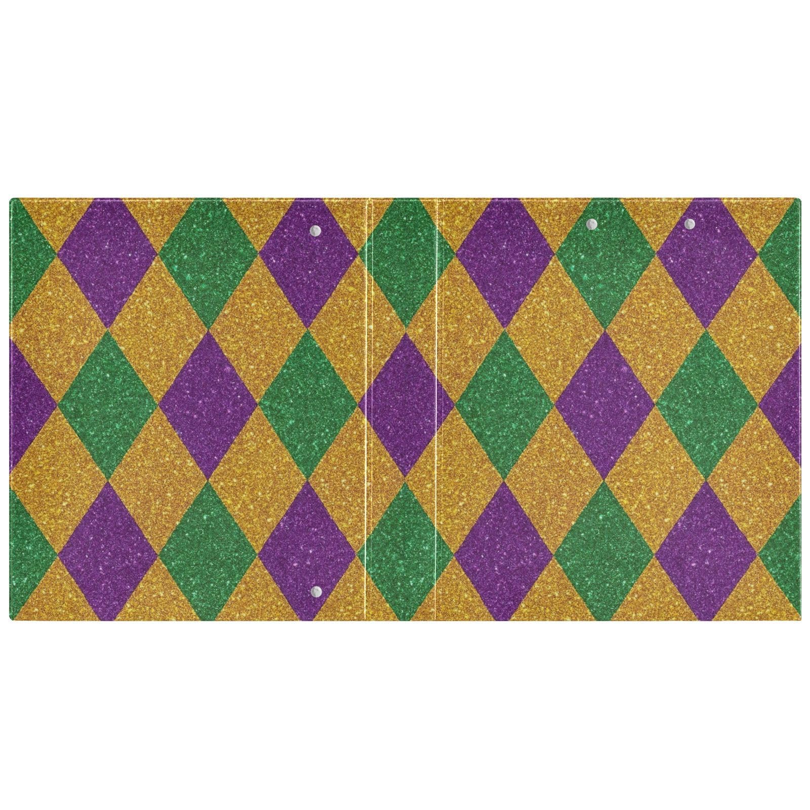 Carpeta de tres anillos a cuadros morados y verdes y dorados de 1.5 pulgadas, carpeta de anillos en D, paquete de 2 | Con portapapeles y bolsillos, para escuela, universidad, oficina