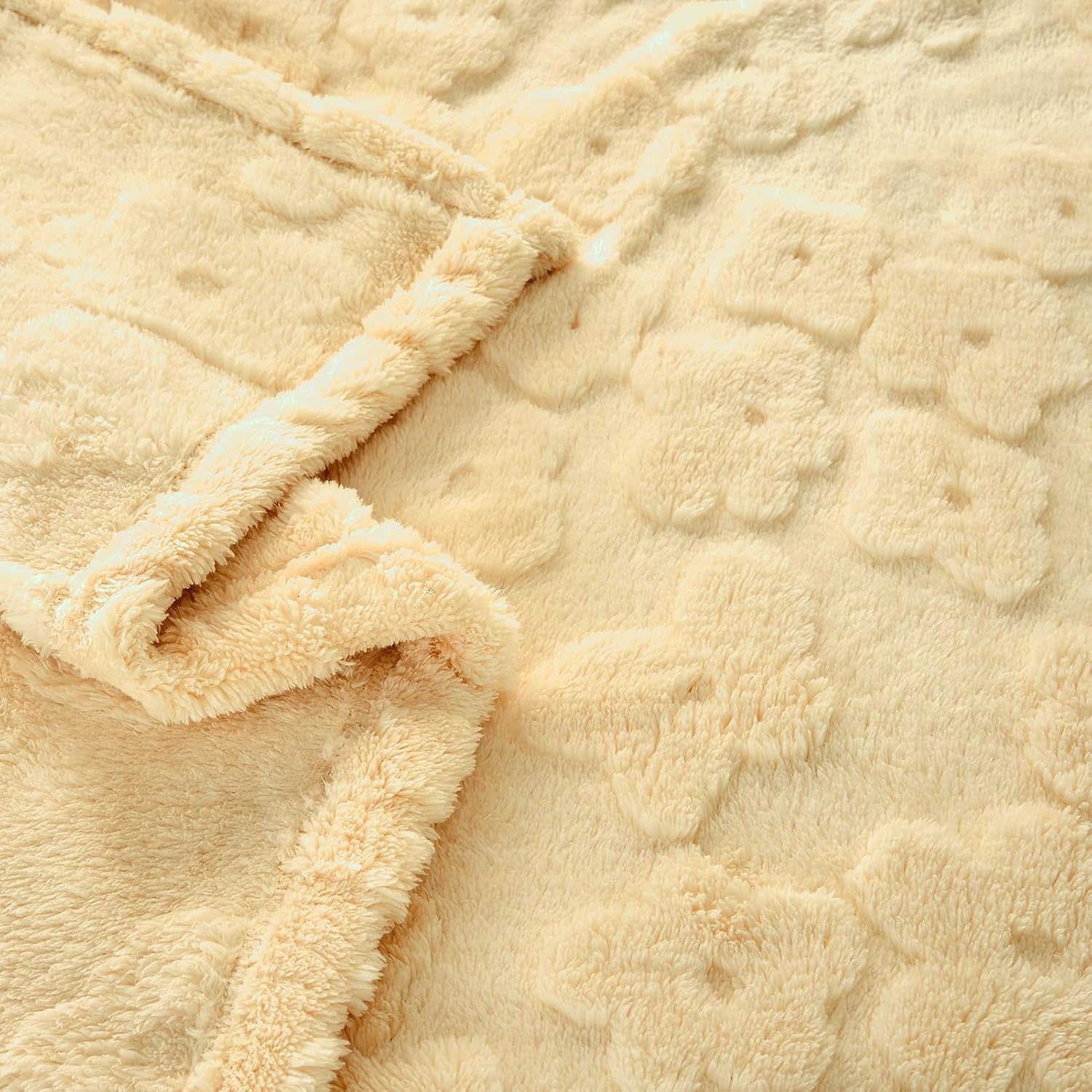 FY FIBER HOUSE Flower Throw Blanket Ultra Soft Blanket Fuzzy Blanket for Bed Couch Sofa, 50"x60", Light Yellow - Image 8