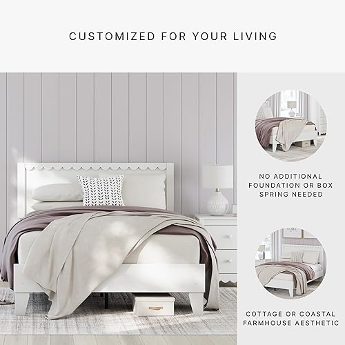 Miniatura 93 de Signature Design by Ashley - Base de cama con plataforma de granja casual Shawburn, tamaño matrimonial, cal desgastada Encalar,Gris (rustic