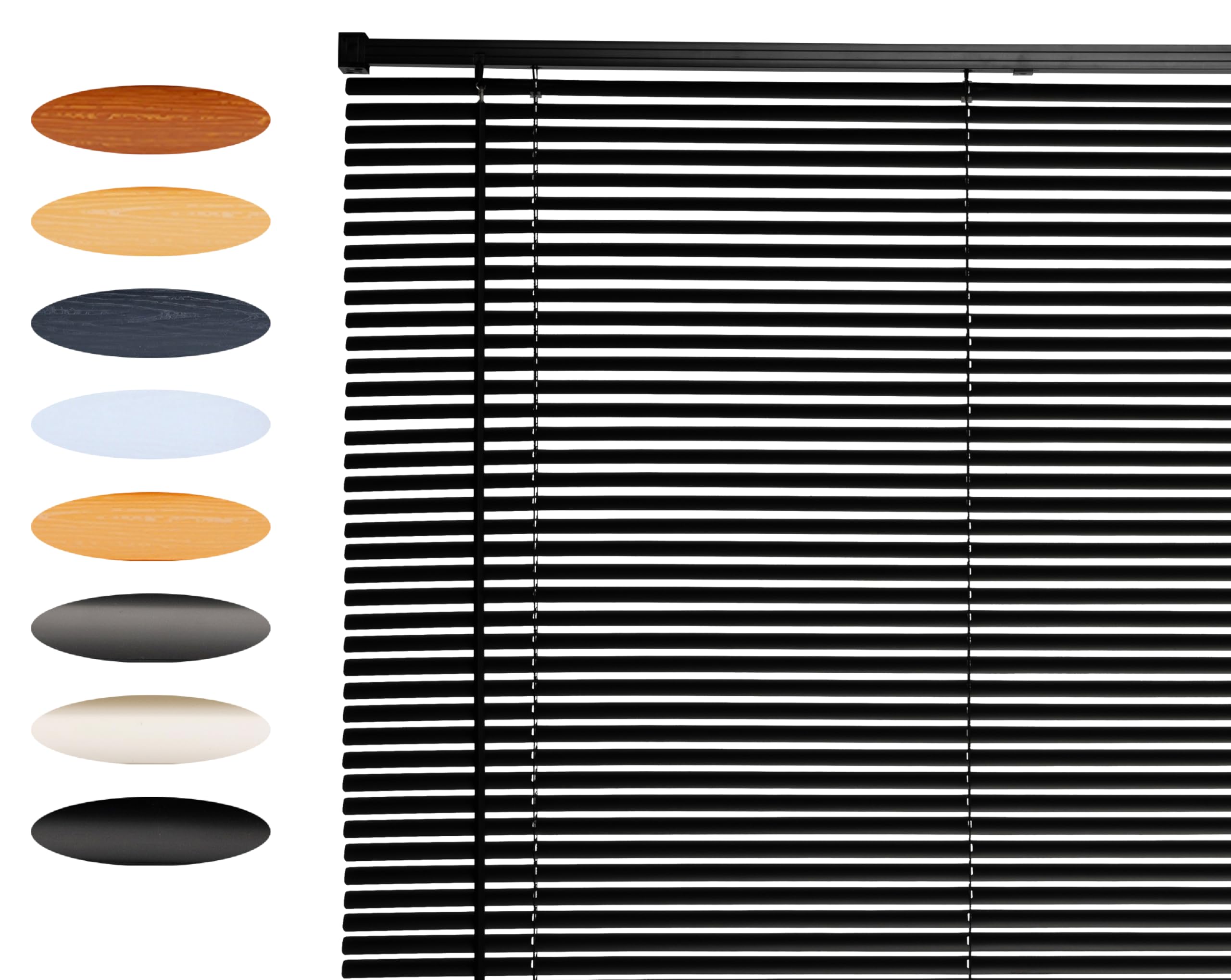 Lister Cartwright 25mm PVC Venetian Blinds for Windows – Trimmable, Easy Fit Curtains, Child Safe – Durable Home & Office Blind(Black, 145 cm Width x 160H cm)