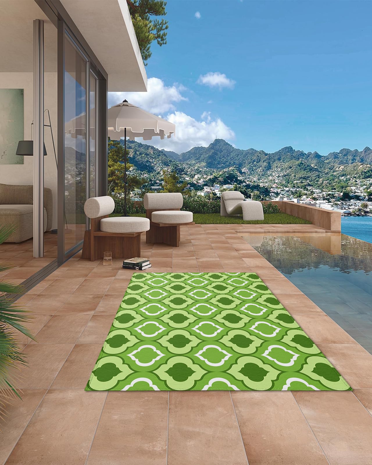 Amazon.com: 6x9ft Outdoor Rugs for Patio Abstract Moroccan Pattern