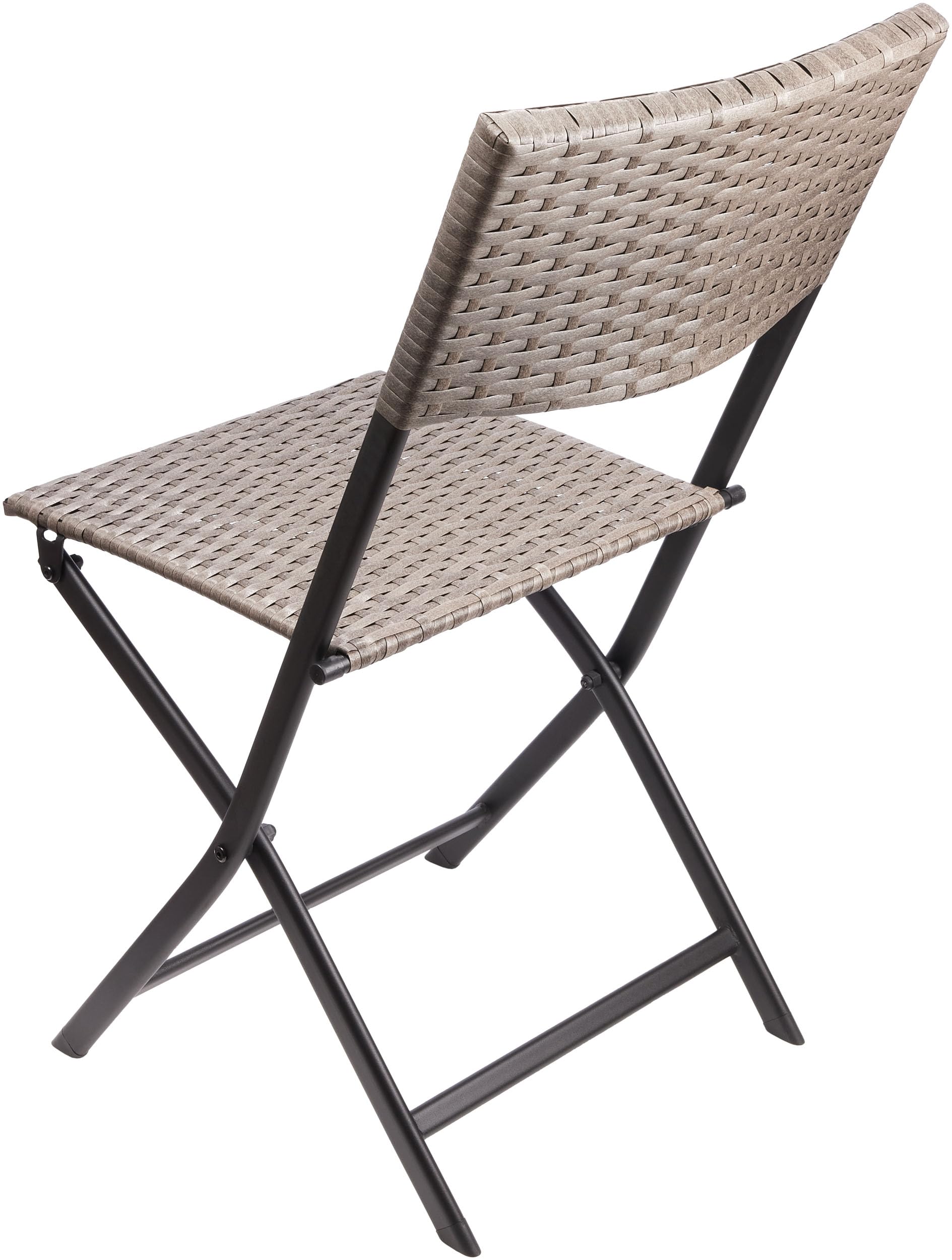 BRUBAKER Balkonset Toskana mit Tisch und 4 Stühlen - Wetterfest klappbar und platzsparend - Polyrattan Balkonmöbel Set - Sitzgruppe für Balkon Terrasse Garten - Bistroset Klappstühle Grau Braun