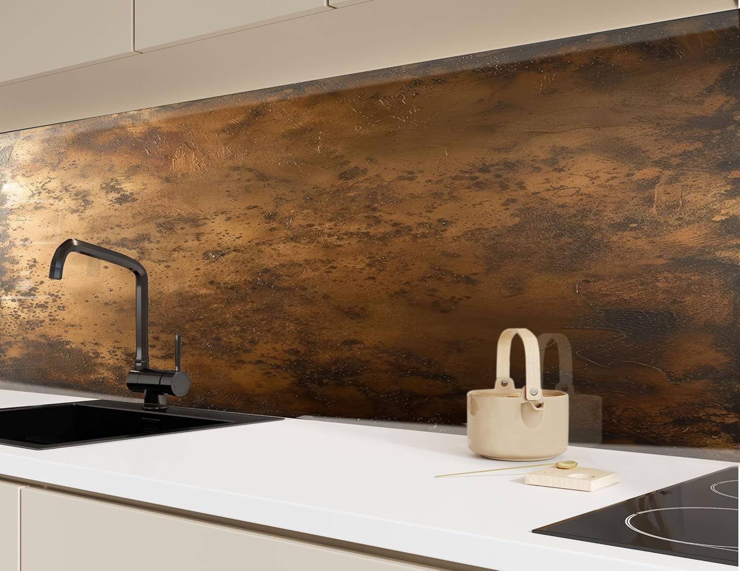 Myphotostation 30Wx18H'' Bronze Panel Glass Kitchen BacksplashTempered Glass Backsplash, Glass Splashback For Kitchen, Stove Wall Protector, Cooker Wall Panel, Stove Back Cover