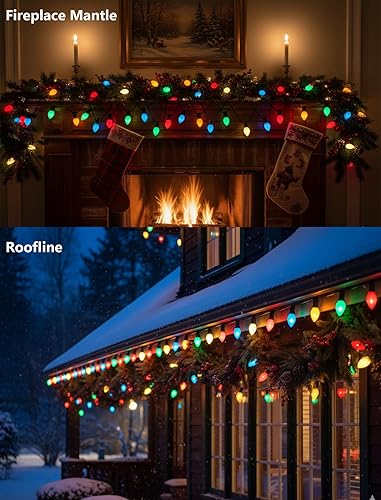 Miniatura 11 de GOOTHY Paquete de 25 bombillas de repuesto de Navidad C7, luces de Navidad de cerámica azul para patio al aire libre e interior, base de candelabro