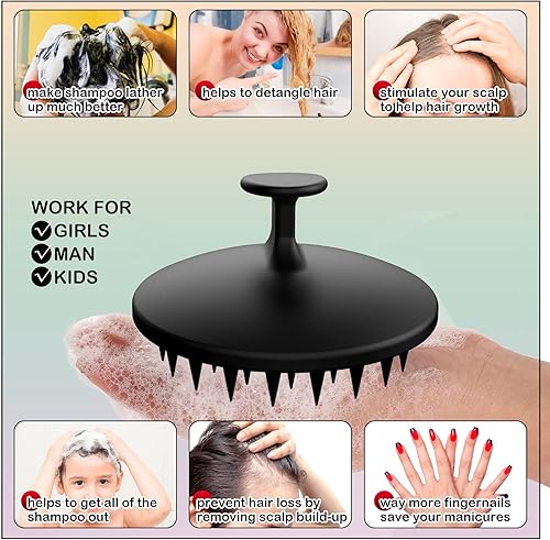 Miniatura 5 de Cbiumpro Cepillo de cuero cabelludo 100% de silicona, masajeador del cuero cabelludo, cepillo para champú, limpiador de cuero cabelludo para