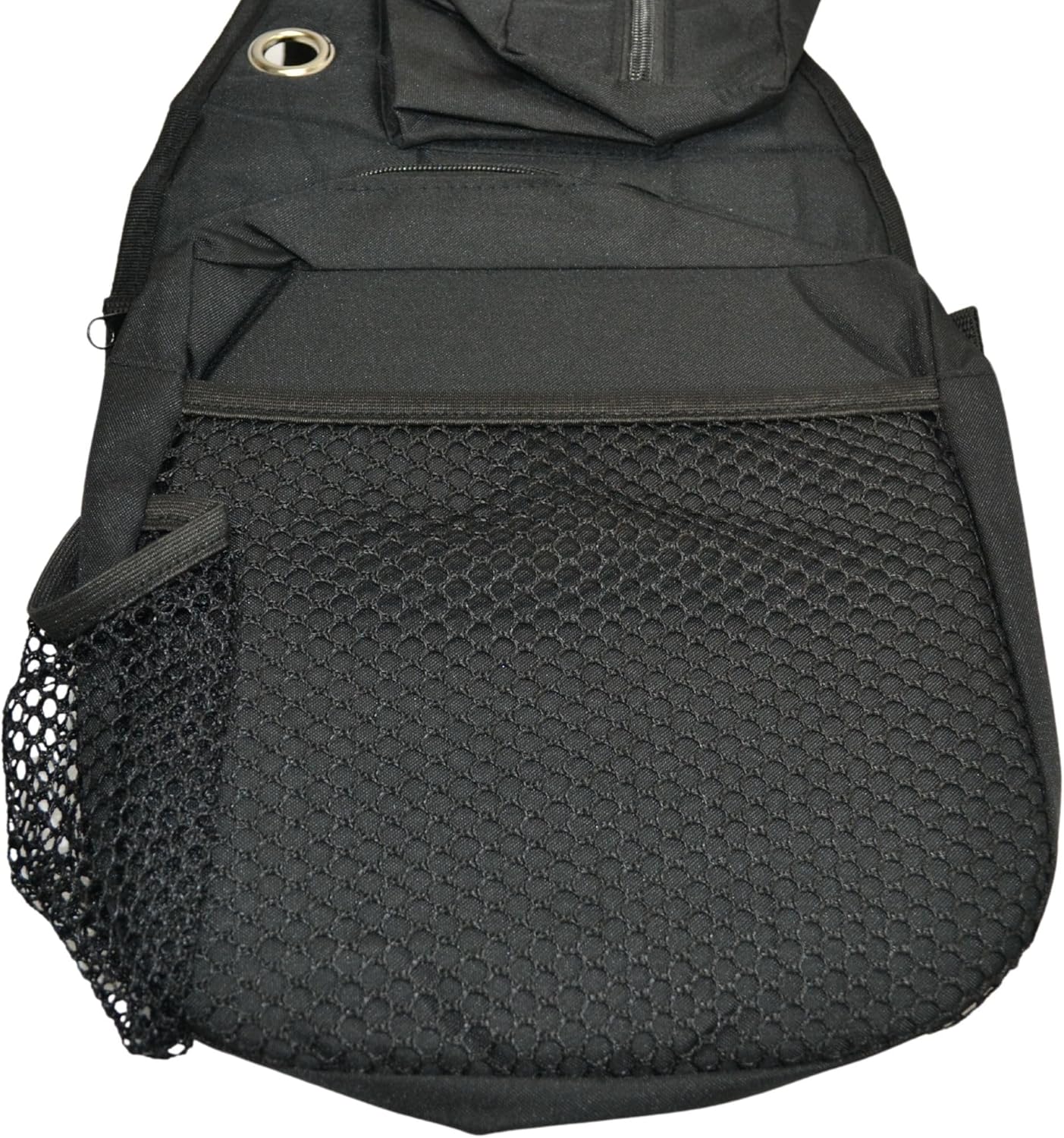 Intrepid International Western Saddle Bag - Durable Black Nylon Saddle Bags with Water Bottle Holders, Mesh Elastic Pockets, Center Cantle Bag - Horse Saddle Accessories