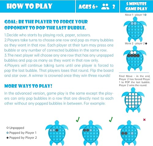 Miniatura 3 de NiHealth Juguete sensorial de burbujas para presionar, juguete sensorial de tortuga marina, juguete para ansiedad para necesidades especiales,