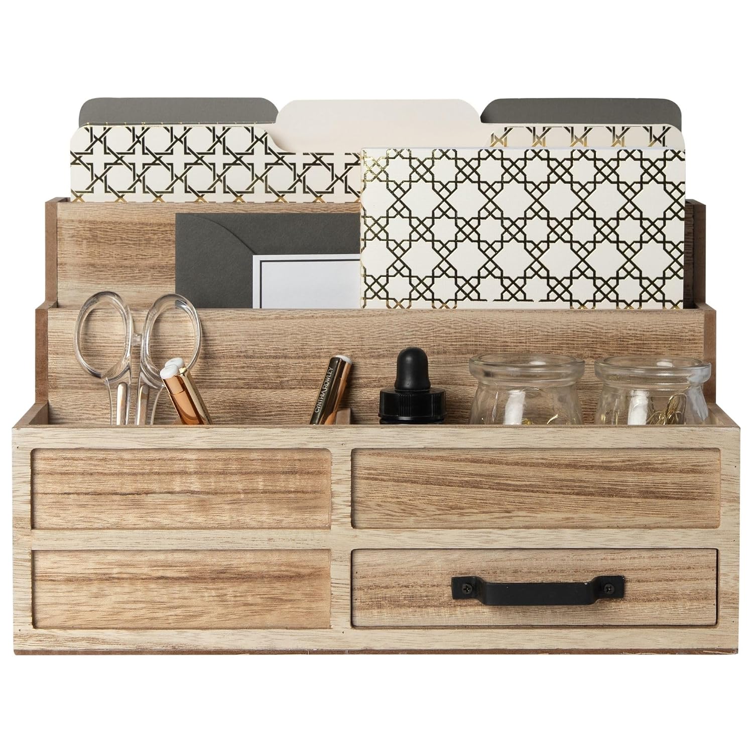 BLU MONACO White Desktop Organizer with Drawer – Paper Wood Bill & Mail Organizer for Office Desk, Countertop & Workspace Storage, view 13