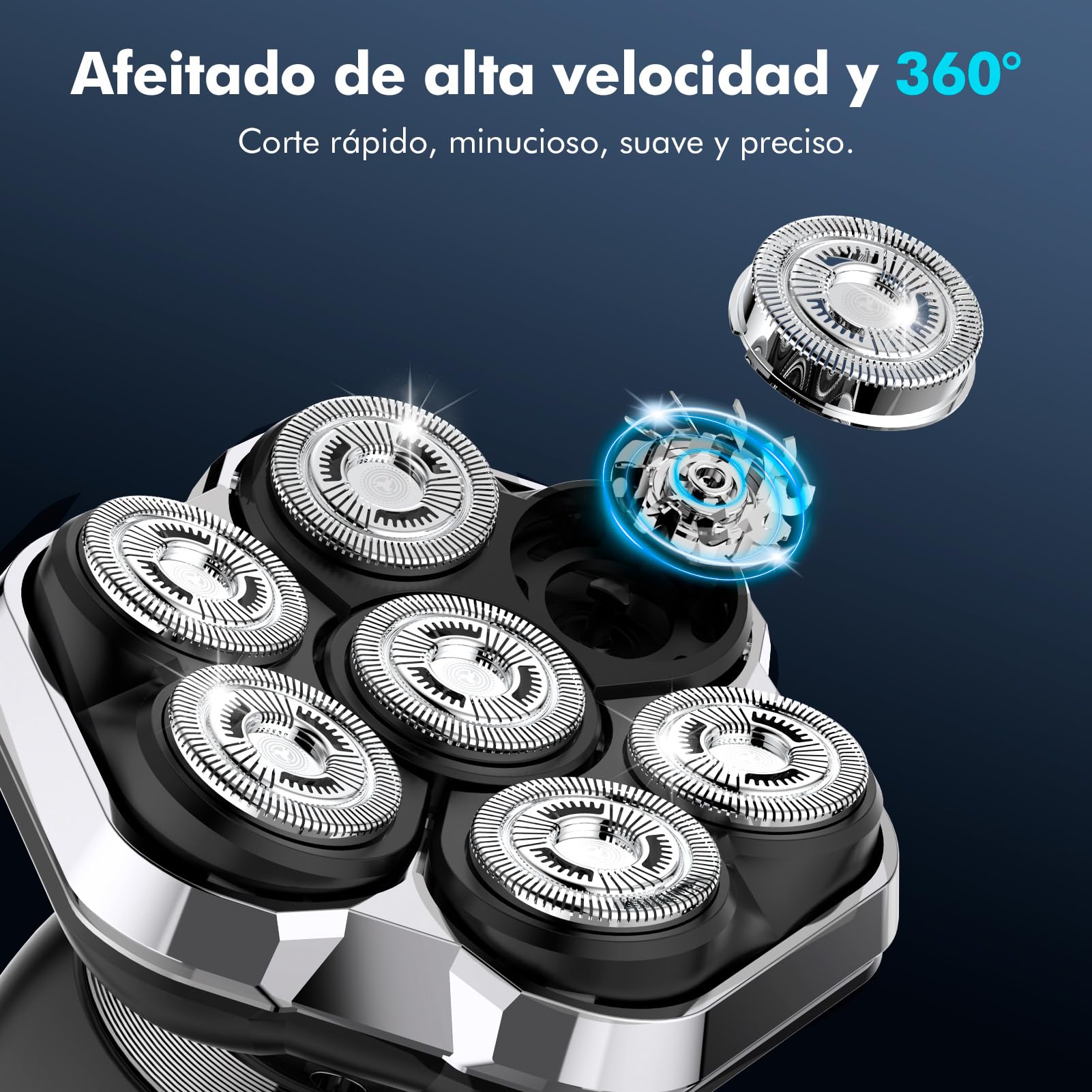 ETENTOUS 7D Maquina Afeitar Cabeza Hombre- para Calvocon Pantalla LED -Recargable Maquina Afeitar Cabeza Impermeable IPX7 en Seco y Húmedo maquina de afeitar Hombre.