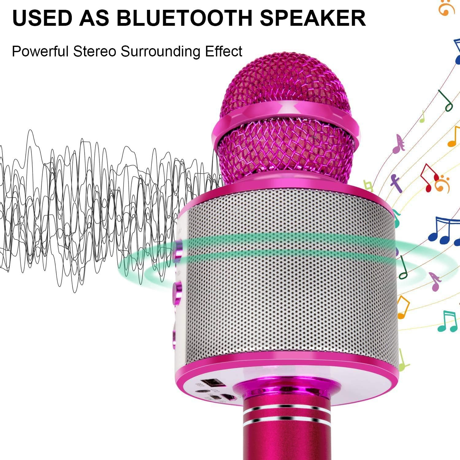 YONHAN 2 Pack Karaoke Microphone, Wireless Bluetooth Karaoke Microphone for Singing, Portable Handheld Mic Speaker Machine, Great Gifts Toys for Girls Boys Adults All Age (Pink)