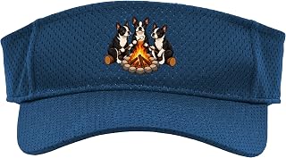 Cute Boston Terrier Campfire Camping Sport Sun Visor