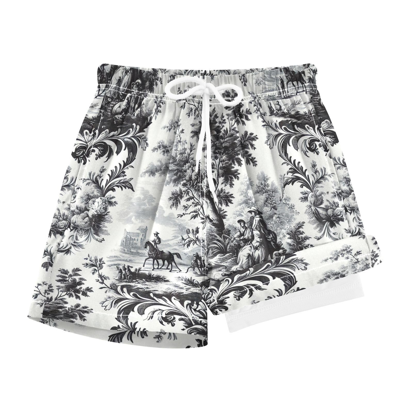 YANENDIE Boy Swim Trunks with Compression Liner Vintage Tree Cowboys Boys Swim Shorts Quick Dry Beach Shorts