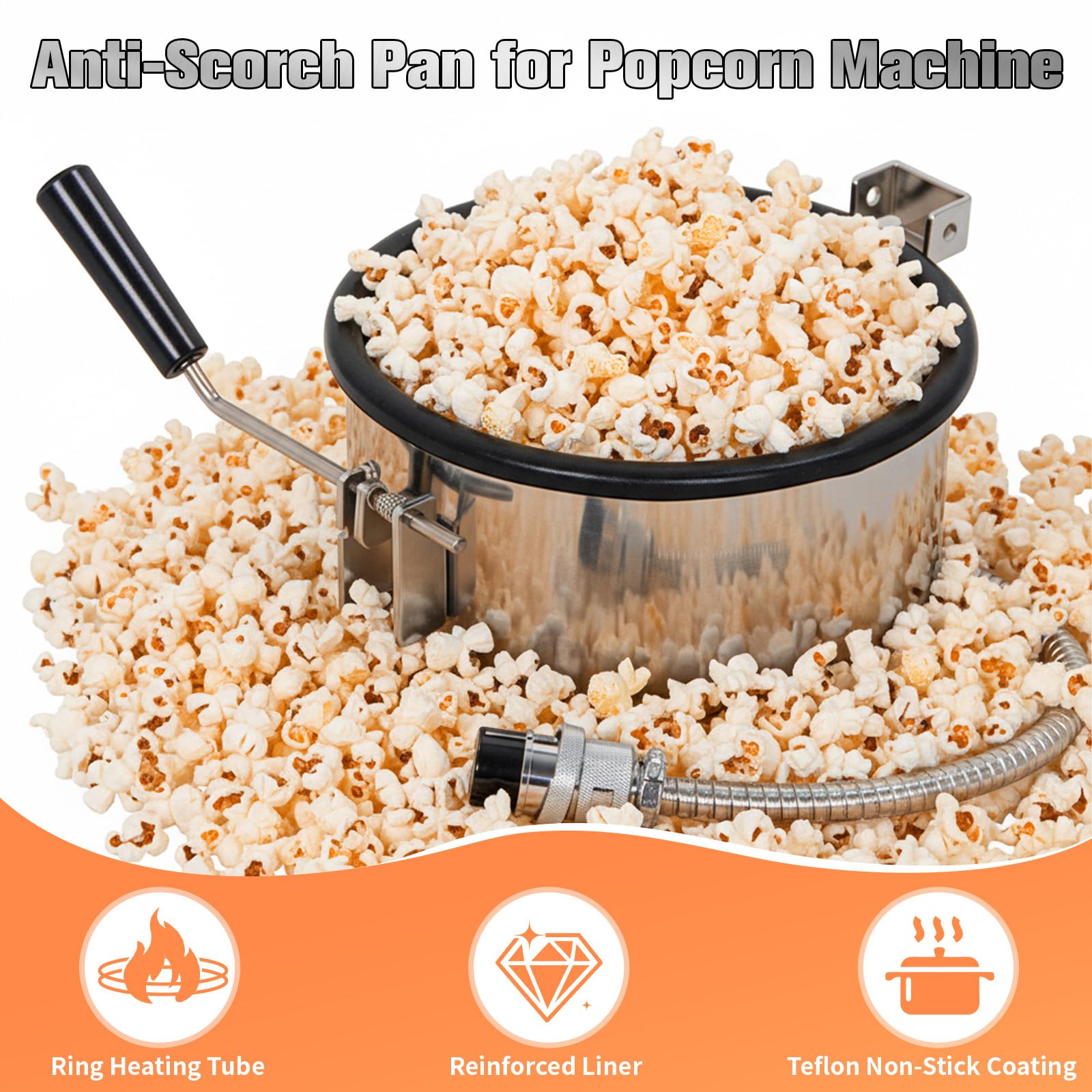 Heissluft Popcornmaschine Zubehör – 3 holes-15mm Popcorntopf, Elektrische Handgekurbelte Popcorn-Herstellerteile ​Topf Einfach zu reinigen Anti-Scorch-Pfanne für Mais und Snack
