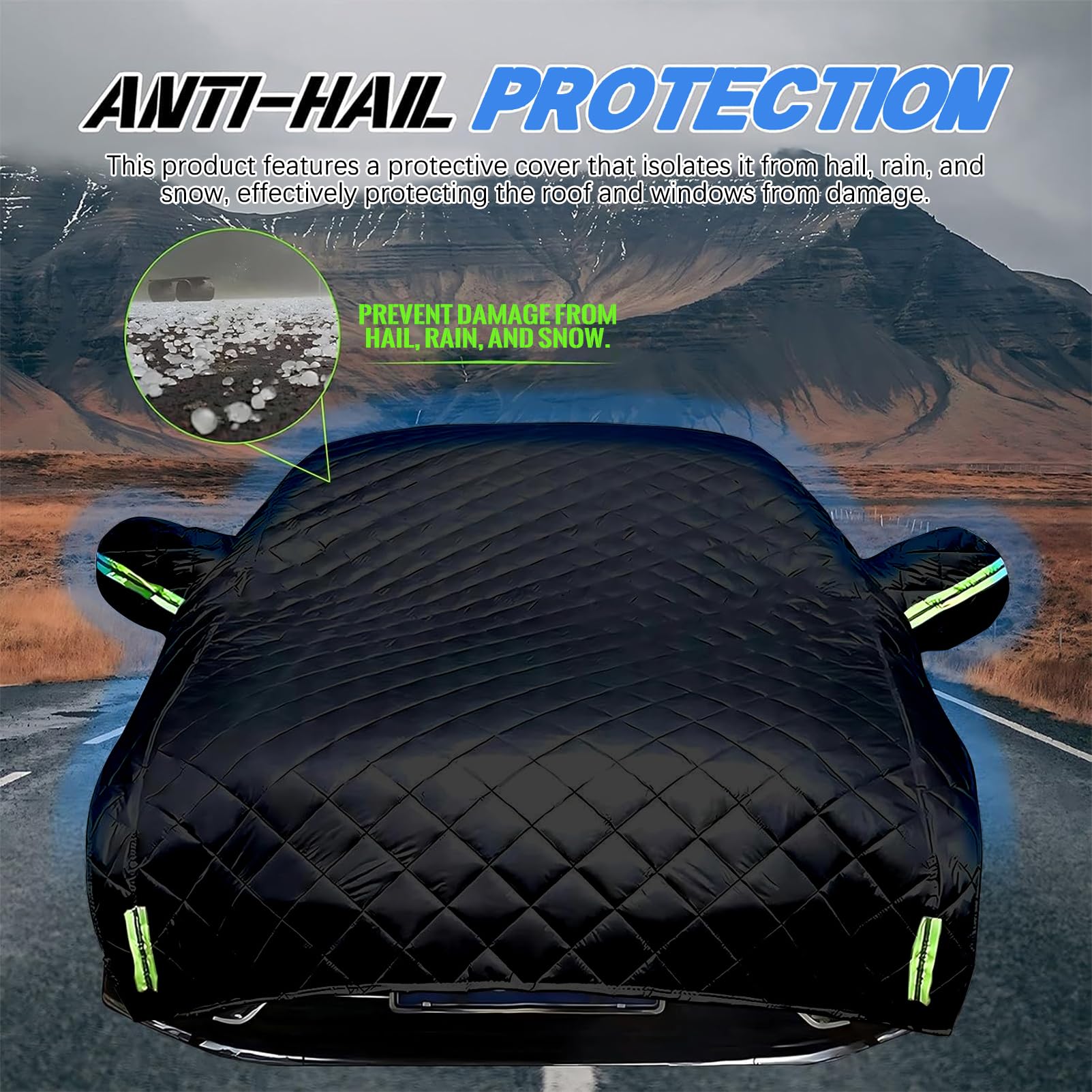 Bache Voiture Exterieur Anti-grêle pour Toyota Corolla Cross 2021-2026, Housse Voiture Protection Extérieure Imperméable Anti-UV Neige Pluie, avec Bandes Réfléchissantes