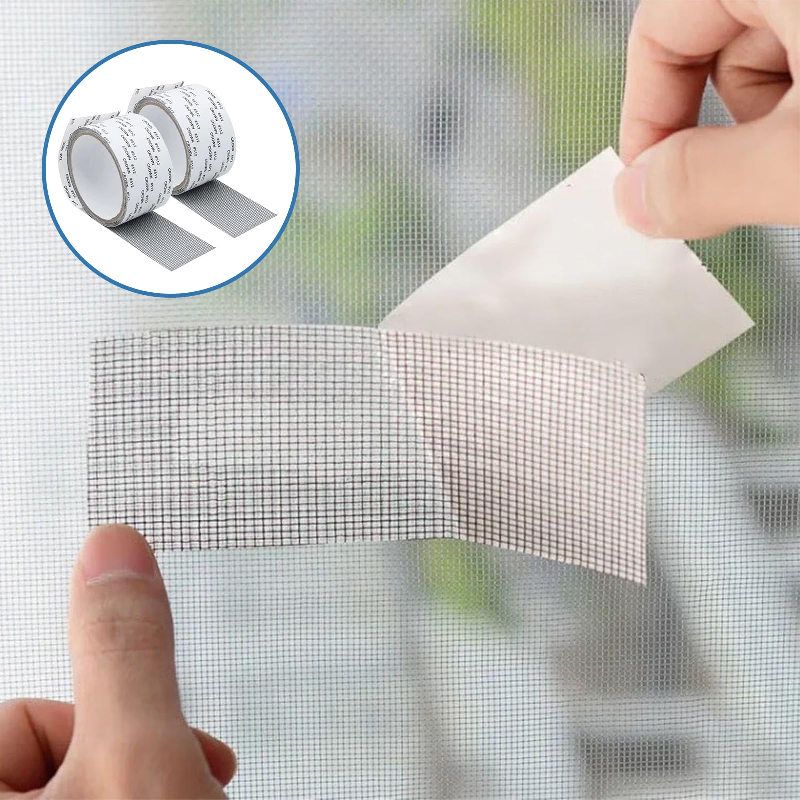 Nastri di Riparazione per finestre con Schermo, 2 Rotoli di Nastro Adesivo per Riparazione zanzariere 5 cm x 2 m - Set di Riparazione zanzariere ad Alta adesività per Fori