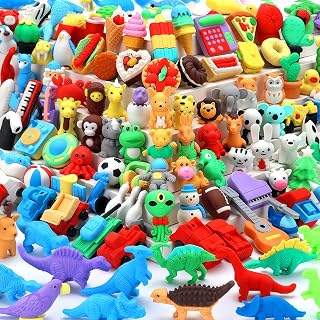 URSKYTOUS 121Pcs Animal Erasers Desk Pets for Kids,Classroom Prizes | Bulk Pencil Puzzle Erasers for Back to School ,Treasure Chest ,Goodie Bag Stuffers ,Easter Egg Fillers ,Stocking Stuffers