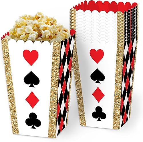 Big Dot of Happiness Las Vegas Casino - Cajas de regalo para fiestas, contenedores de palomitas de maíz de alta calidad, grandes de 5.75 pulgadas de