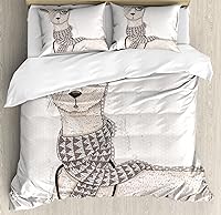 Vista 132 de Ambesonne Juego de funda de edredón de baloncesto, silueta de jugador de baloncesto, promoción de campeonato de competencia de atleta, juego de ropa