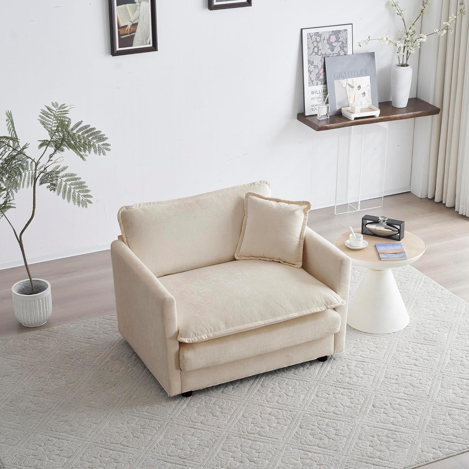 Oversized Chenille Singel Sofa Cloud Couch with 2 Layers