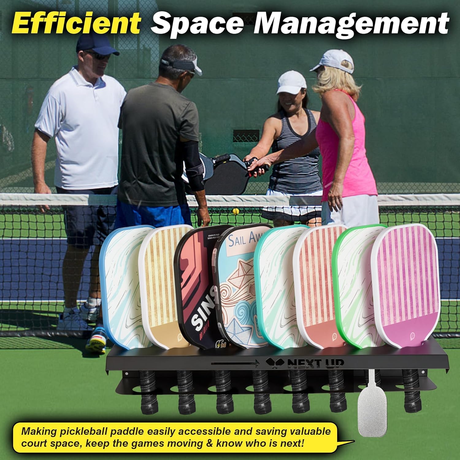 Pickleball Paddle Holder Rack 8-Paddle Pickleball Rack With Slider ...